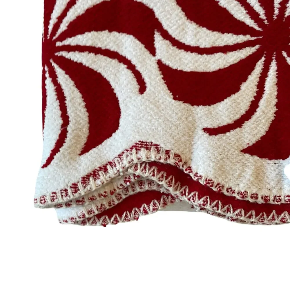 Martha Stewart Christmas Throw 50x70 Holiday Peppermint Candy Red White NEW